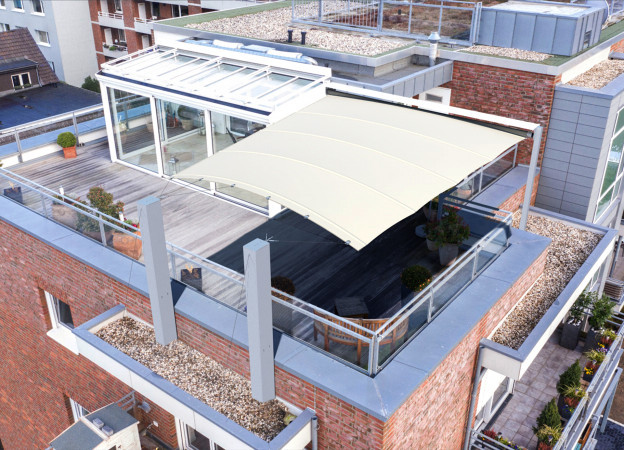 ZEBRASAILS elektrisch aufrollbares Sonnensegel Krefeld